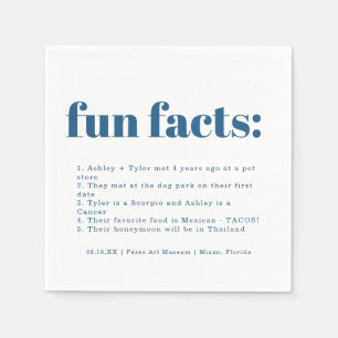 Modern Minimal Classic Blue Fun Facts Wedding Napkins