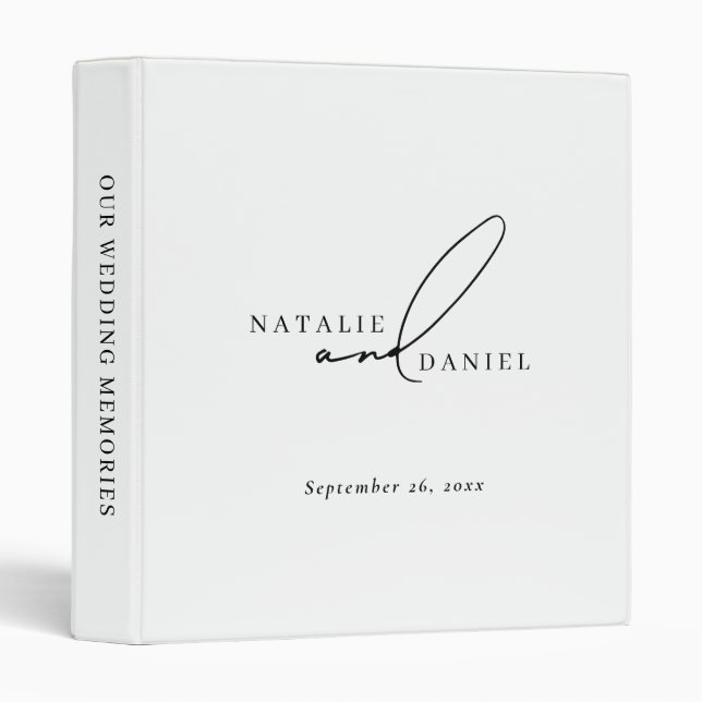 Modern Minimal Classic Chic Wedding Album 3 Ring Binder (Front/Spine)