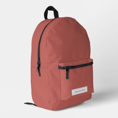 Modern Minimal Clay Solid Color Custom Name Printed Backpack