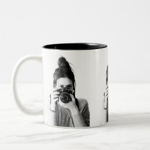 Modern Minimal Clean 3 Photos Photo Two-Tone Coffee Mug