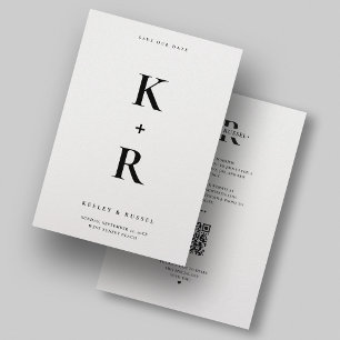 Modern Minimal Clean Monogram White Wedding Save The Date
