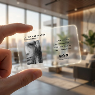 Modern Minimal Clear Acrylic Photo Business Cards