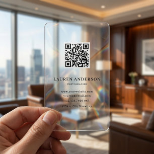 Modern Minimal Clear Acrylic QR Code Business Cards