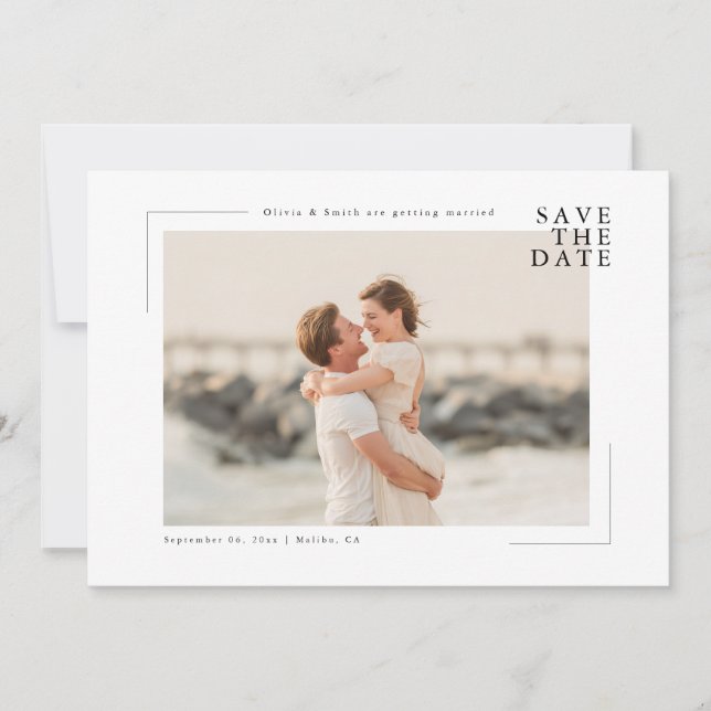 Modern Minimal Coastal Photo Wedding Save the Date (Front)