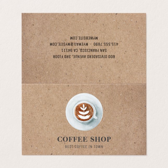 Modern Minimal  Coffee Shop Professional Business Card (Outside Unfolded)