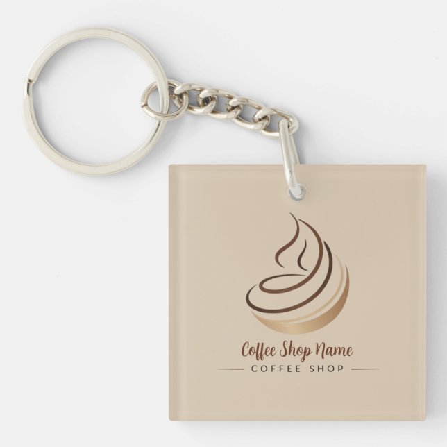 Modern Minimal Coffee Shop professional  shop Keychain (Front)