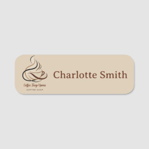 Modern Minimal Coffee Shop professional shop Name Tag