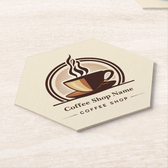 Modern Minimal Coffee Shop professional  shop Paper Coaster (Angled)