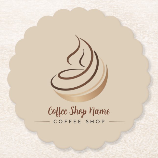 Modern Minimal Coffee Shop professional  shop Paper Coaster (Front)
