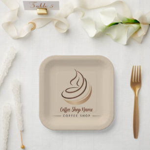 Modern Minimal Coffee Shop professional  shop Paper Plates