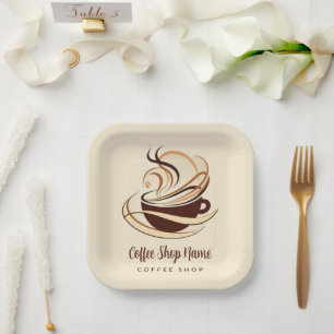 Modern Minimal Coffee Shop professional shop Paper Plates