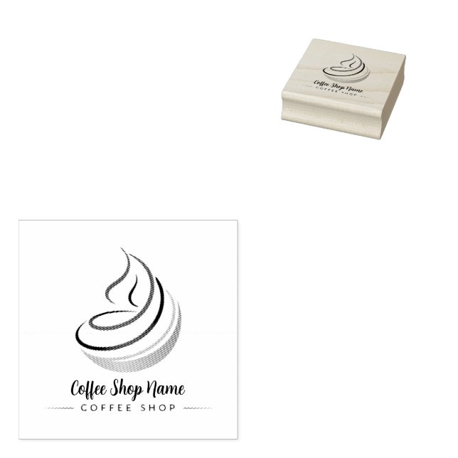 Modern Minimal Coffee Shop professional  shop Rubber Stamp (Stamped)