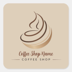 Modern Minimal Coffee Shop professional  shop Square Sticker