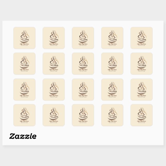 Modern Minimal Coffee Shop professional  shop Square Sticker (Sheet)