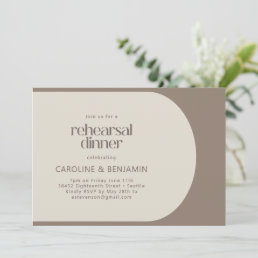 Modern Minimal Color Block Brown Rehearsal Dinner Invitation