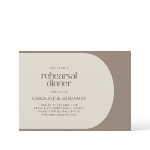 Modern Minimal Color Block Brown Rehearsal Dinner Invitation
