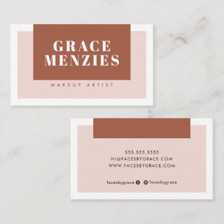 MODERN MINIMAL color block cute blush pink clay Business Card