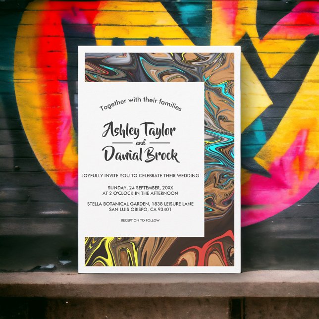 Modern Minimal Colorful Artistic Abstract Wedding Invitation (Creator Uploaded)