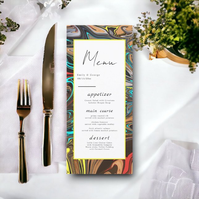 Modern Minimal Colorful Artistic Abstract Wedding Menu (Creator Uploaded)