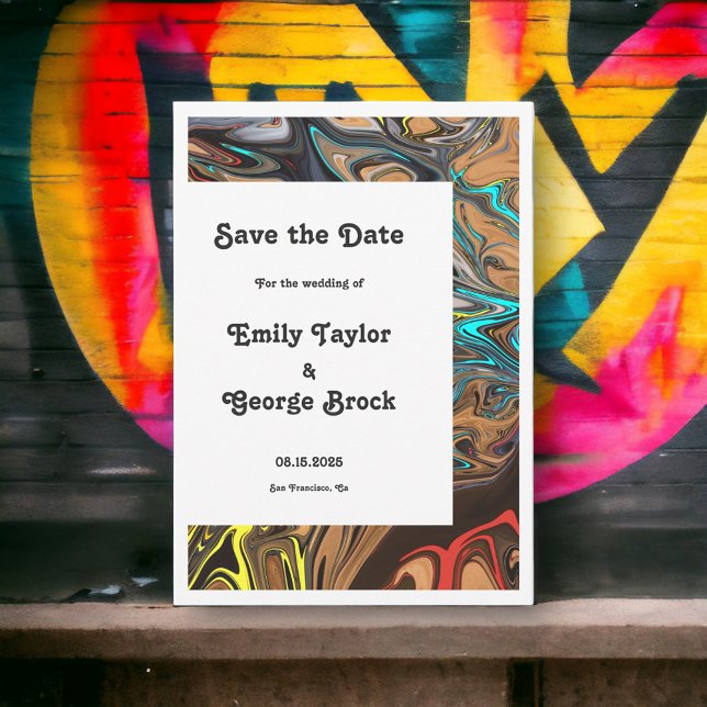 Modern Minimal Colorful Artistic Abstract Wedding Save The Date (Creator Uploaded)