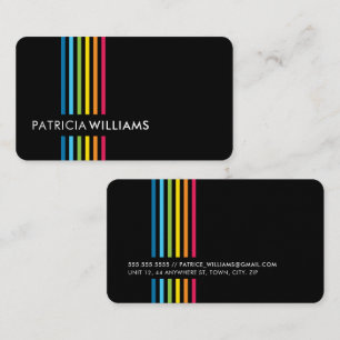 MODERN MINIMAL colorful cute rainbow stripe black Business Card