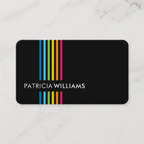 MODERN MINIMAL colorful cute rainbow stripe black Business Card