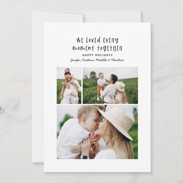 Modern minimal colorful family Christmas photo Holiday Card (Front)