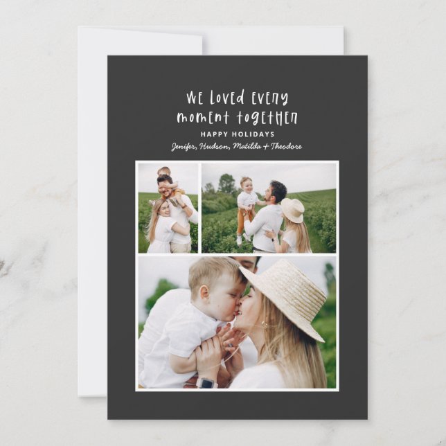 Modern minimal colorful family Christmas photo Holiday Card (Front)