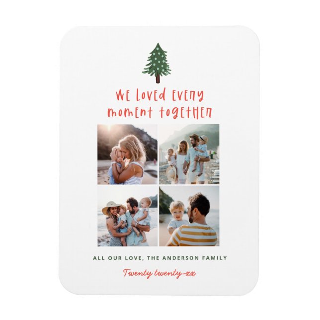 modern minimal colorful family christmas photo magnet (Vertical)