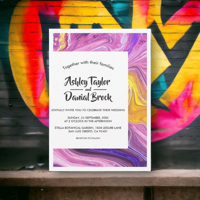 Modern Minimal Colorful Galaxy Abstract Wedding Invitation (Creator Uploaded)