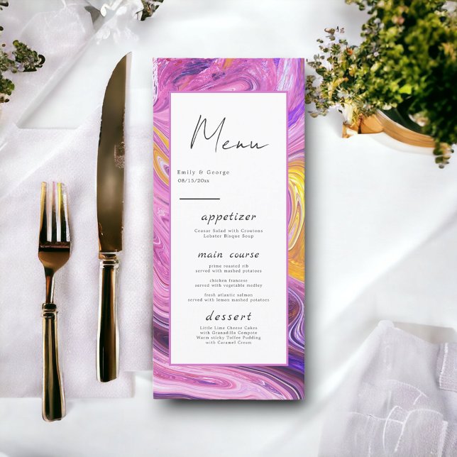 Modern Minimal Colorful Galaxy Abstract Wedding Menu (Creator Uploaded)