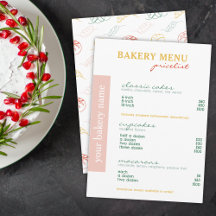 Modern Minimal Colorful Menu Bakery Price List
