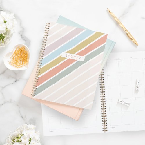 Modern Minimal Colorful Rainbow Stripes Name Planner