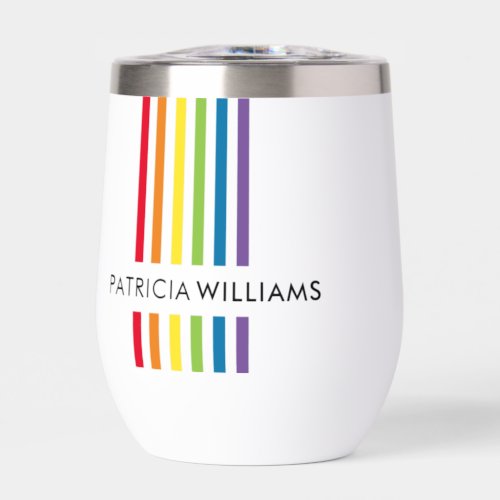 MODERN MINIMAL colorful simple rainbow pride Thermal Wine Tumbler