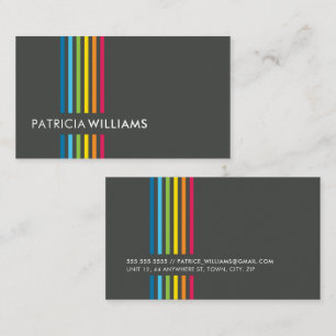 MODERN MINIMAL colorful simple rainbow stripe gray Business Card