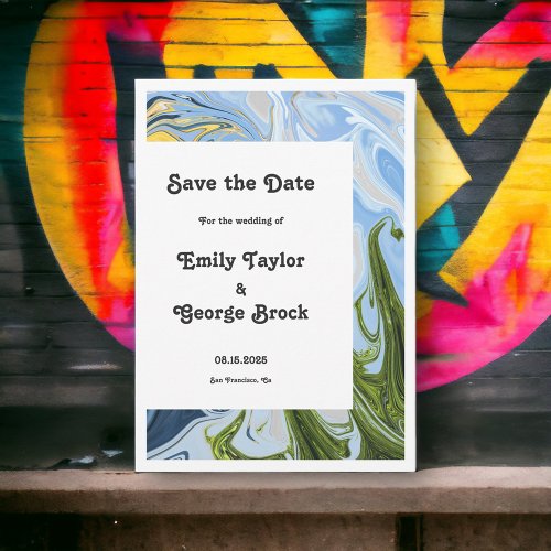 Modern Minimal Colorful Whimsical Abstract Wedding Save The Date