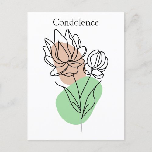 Modern  Minimal Condolence  Flower Postcard