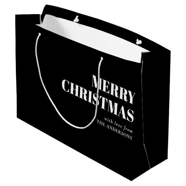 Modern Minimal Contemporary Merry Christmas Large Gift Bag (Back Angled)