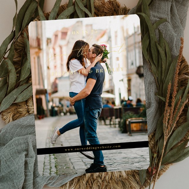 Modern Minimal Contemporary | Photo Save the Date Foil Invitation (Creator Uploaded)