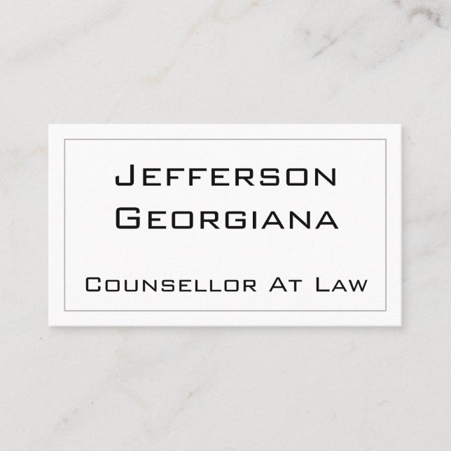 Modern & Minimal Counsellor At Law Business Card (Front)