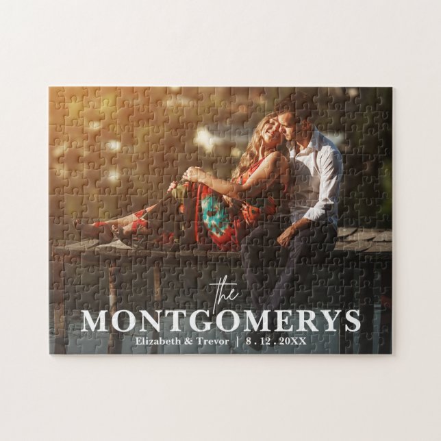 Modern Minimal Couple Photo Jigsaw Puzzle (Horizontal)