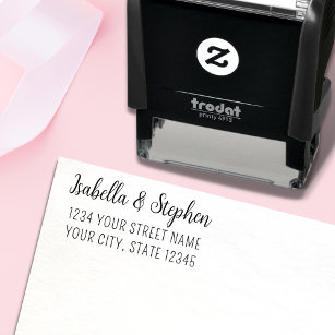 Modern Minimal Couple Wedding Return Address  Self-inking Stamp