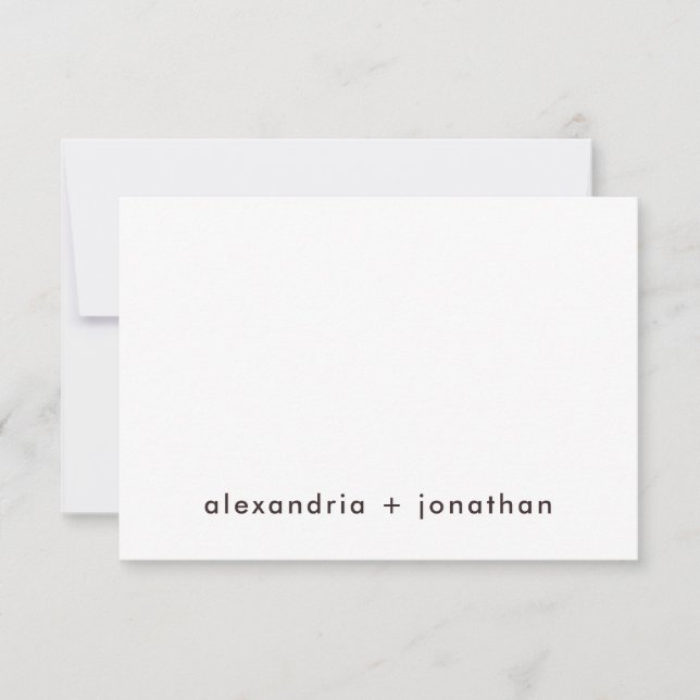 Modern Minimal Couple's Thank You Note (Front)