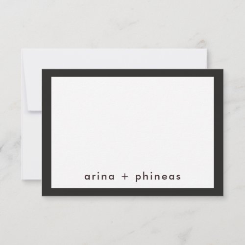 Modern Minimal Couples Thank You Note Black White