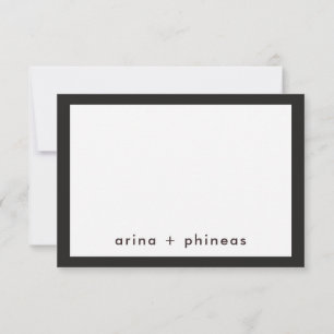 Modern Minimal Couple's Thank You Note Black White Card
