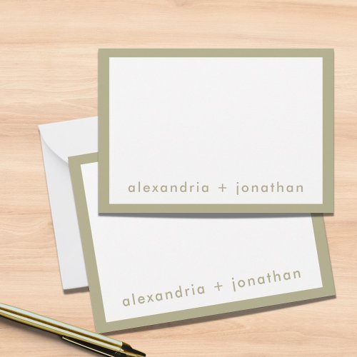 Modern Minimal Couples Thank You Note Sage Green