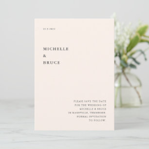 Modern Minimal Cream Typography Wedding Save The Date