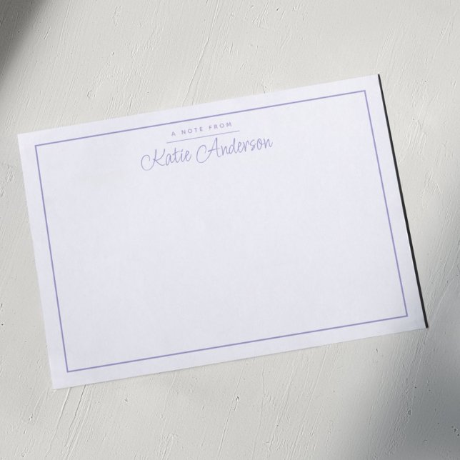 Modern Minimal Cursive Script Pastel Purple Note Card (Creator Uploaded)