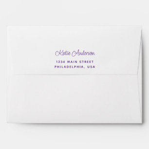 Modern Minimal Cursive Script Purple Professional Envelope