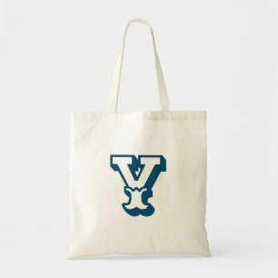 modern minimal custom initial letter in navy blue tote bag